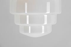 Three Arm Metal and Opal Glass Chandelier with Stepped Shade Europe 1930s - 4174363
