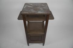 Three Arts Crafts Oak Bedside Cabinets with Marble Tops Extending Shelves - 4193312