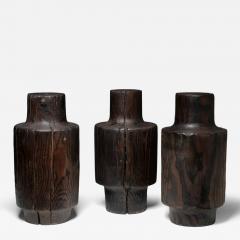 Three Burnished Solid Wood Sculptures - 4769857
