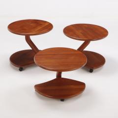 Three Danish mid century modern Niels Bach teak Model 53 mushroom nesting tables - 3498724