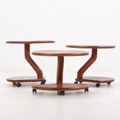Three Danish mid century modern Niels Bach teak Model 53 mushroom nesting tables - 3498725