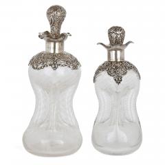 Three English sterling silver and cut glass bottles - 3249313