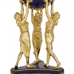 Three Graces three piece lapis and gilt bronze clock set - 1611146