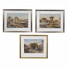 Three Italian Framed Watercolors of Scenes of Rome - 3915856