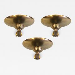 Three Large Italian Mid Century Modern Solid Brass Wall Sconces - 1832980