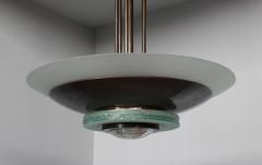 Three Large and Important French Art Deco Glass and Brass Chandelier - 381832