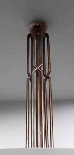 Three Large and Important French Art Deco Glass and Brass Chandelier - 381836