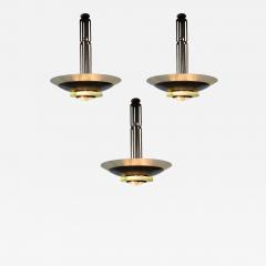 Three Large and Important French Art Deco Glass and Brass Chandelier - 384334