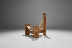 Three Legged Oak Sling Chair ca 1960 1970s - 2791065