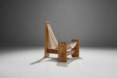 Three Legged Oak Sling Chair ca 1960 1970s - 2791074