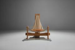 Three Legged Oak Sling Chair ca 1960 1970s - 2791075