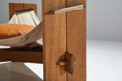 Three Legged Oak Sling Chair ca 1960 1970s - 2791092