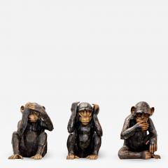 Three Life Size Bronze Monkeys see no evil hear no evil speak no evil  - 1120264