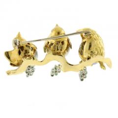 Three Love Bird Baroque Pearl Gold Brooch - 4632417