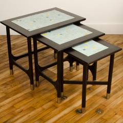 Three MCM nesting tables with tile inserts American in original condition - 1790310