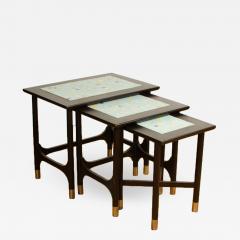 Three MCM nesting tables with tile inserts American in original condition - 1791147