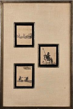 Three Miniature Drawings Framed as One Italy circa 1800 - 4014709
