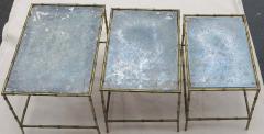 Three Nesting Tables with Oxidized Mirror Top - 2485219