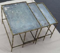 Three Nesting Tables with Oxidized Mirror Top - 2485225