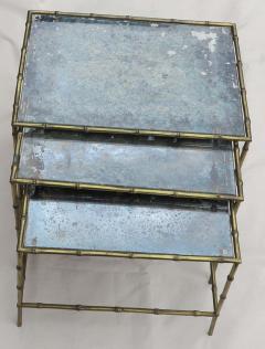 Three Nesting Tables with Oxidized Mirror Top - 2485228