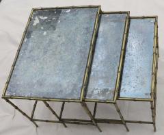 Three Nesting Tables with Oxidized Mirror Top - 2485231