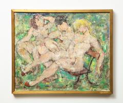 Three Nudes on a Park Bench Oil on Canvas - 807970