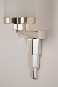 Three Pair Narrow Silvered Bronze French Sconces 1930s - 4498397