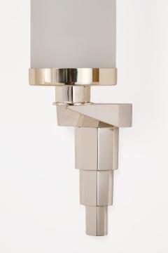 Three Pair Narrow Silvered Bronze French Sconces 1930s - 4498403