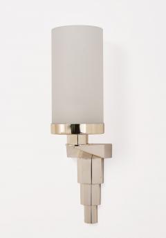 Three Pair Narrow Silvered Bronze French Sconces 1930s - 4498405