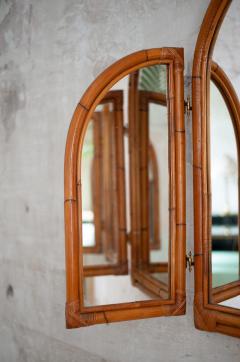 Three Panel Bamboo Mirror 1970s - 4688052