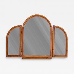 Three Panel Bamboo Mirror 1970s - 4689729