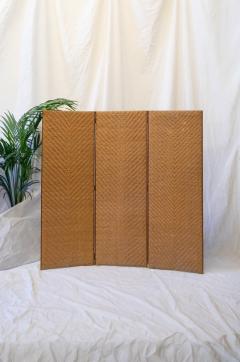 Three Panel Woven Wicker Screen 1970s - 4736802