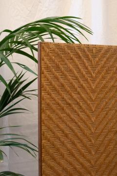 Three Panel Woven Wicker Screen 1970s - 4736868
