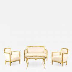 Three Piece French Art Deco White Star Living Room Set - 1462364