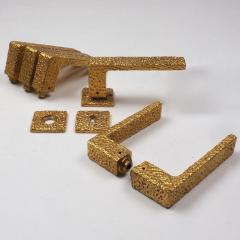 Three Sets of French 1970s Gilt Door Handles with Matching Key Plates - 2065578