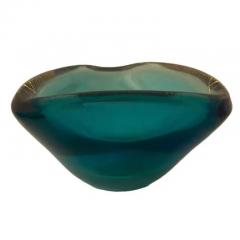 Three Sided Turquoise Murano Glass Bowl with Gold Leaf Inclusions - 4126666