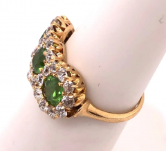 Three Stone Emerald and Diamond Modern Ring - 2718068