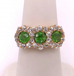 Three Stone Emerald and Diamond Modern Ring - 2718130