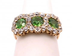 Three Stone Emerald and Diamond Modern Ring - 2718139