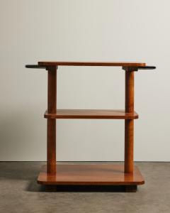 Three Tier Elm Shelf with Chrome Handles France c 1970 - 4575738