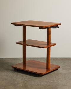Three Tier Elm Shelf with Chrome Handles France c 1970 - 4575739