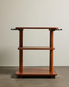 Three Tier Elm Shelf with Chrome Handles France c 1970 - 4575742