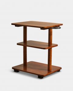 Three Tier Elm Shelf with Chrome Handles France c 1970 - 4575794