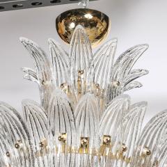 Three Tier Palma Chandelier in Clear Hand Blown Murano Glass and Brass Fittings - 4265652