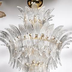 Three Tier Palma Chandelier in Clear Hand Blown Murano Glass and Brass Fittings - 4265653