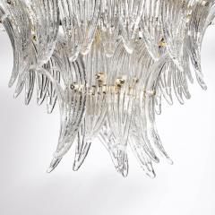 Three Tier Palma Chandelier in Clear Hand Blown Murano Glass and Brass Fittings - 4265654