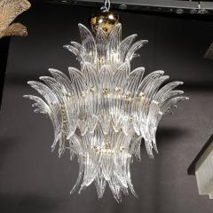 Three Tier Palma Chandelier in Clear Hand Blown Murano Glass and Brass Fittings - 4265659