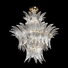 Three Tier Palma Chandelier in Clear Hand Blown Murano Glass and Brass Fittings - 4265667