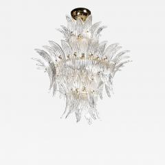 Three Tier Palma Chandelier in Clear Hand Blown Murano Glass and Brass Fittings - 4267161