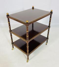 Three Tier Side Table With Gold Gilt Accents Casters England 1940s - 4128737